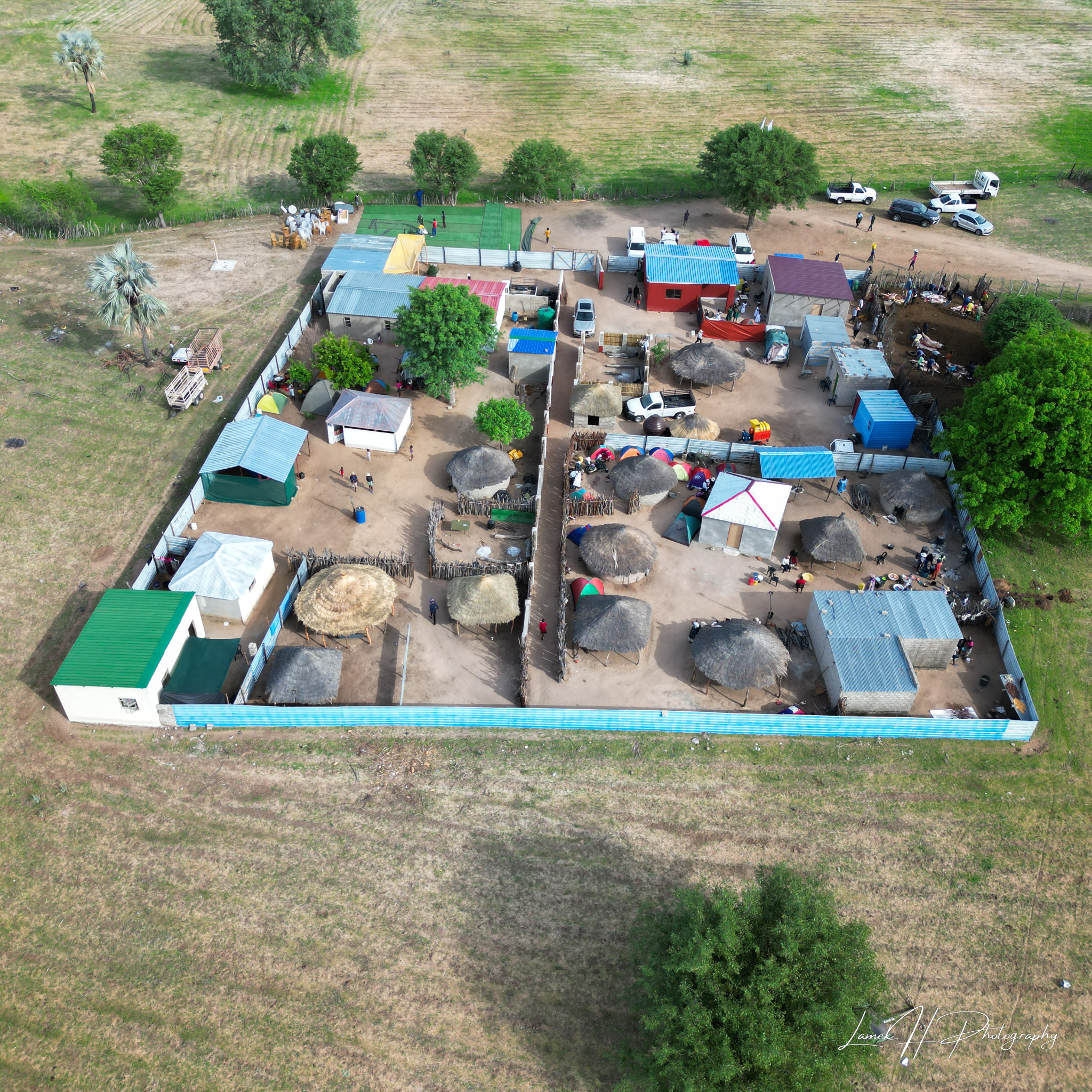 Aerial view of Windhoek city skyline at sunset - Namibia Drone Photography
